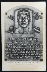 Unused Postcard Lefty Robert Moses Grove National Baseball Hall of Fame NY LB