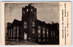 1928 GRACE U.B. CHURCH HAGERSTOWN MD REVEREND G.I. RIDER D.D. PASTOR POSTCARD