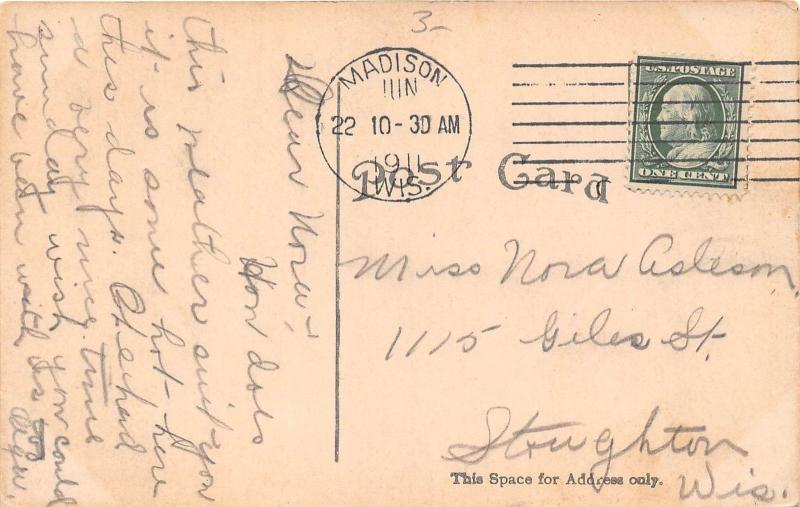 C2/ Madison Wisconsin Wi Postcard 1911 Tenny Park Boaters People Hats