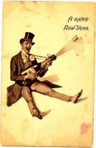 Strumming Champagne Bottle Happy New Year