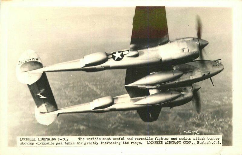 Aircraft 1940s WW2 Military RPPC Photo Postcard Lockheed Lightening P ...