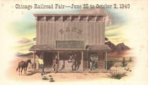 Vintage Postcard Bank Of Gold Gulch Railroad Fair Horse Desert Chicago Illinois