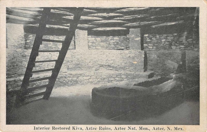 Interior Restored Kiva Aztec Ruins New Mexico Nat'l Monument Vintage Postcard