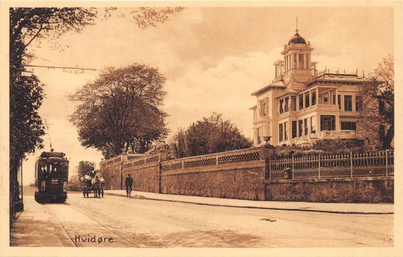 KOBENHAVN DENMARK DANEMARK KLAMPENBORG~HVIDORE HOUSE~TRAM PHOTO POSTCARD 1910s