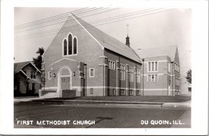 RPPC First Methodist Church, Du Quoin IL Vintage Postcard V73