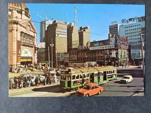 Flinders & Swanston Streets Melbourne Australia Chrome Postcard H1207083752