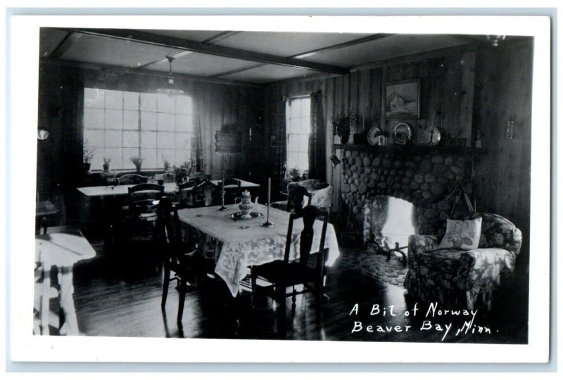 c1940's A Bit Of Norway Interior Beaver Bay Minnesota MN RPPC Photo Postcard