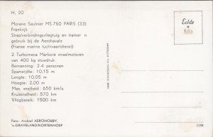 Morane Saulnier MS.760 Paris Aircraft Vintage RPPC C113