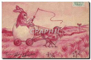 Old Postcard (drawing hand) Rabbit Chick