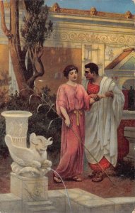 A090 Painting 1910 Catullus and Lesbia by Stefan Bakalowicz in Museum postcard