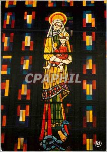 Postcard Modern Dompierre on Besbre Abbaye de Sept Fons Stained glass window ...