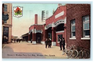 Detroit & Windsor Ferry Co. Building Ontario Canada 1929 Walkerville Postcard 