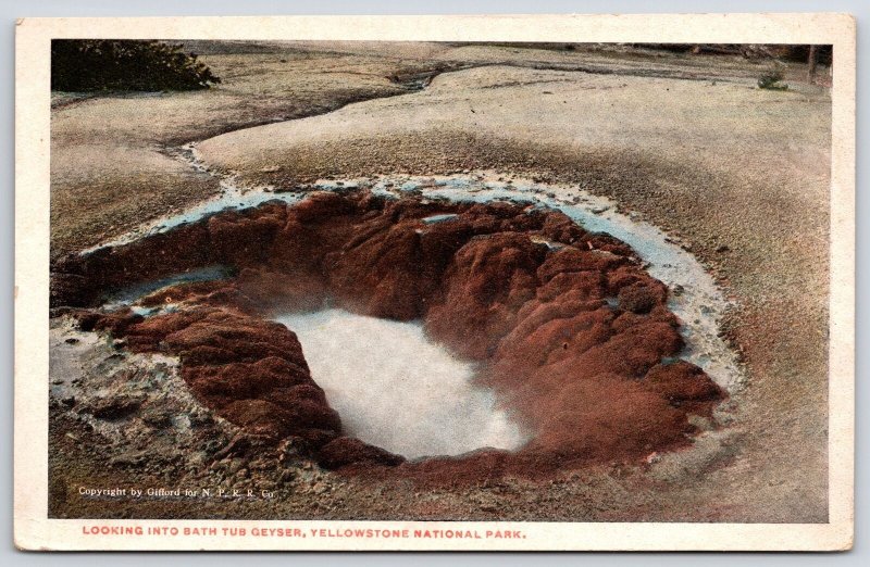 Vintage Postcard Bathtub Basin Geyser Yellowstone National Park Wyoming W.Y.