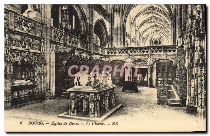 Old Postcard Bourg Brou Church Choir