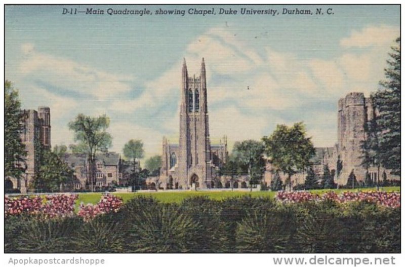 North Carolina Durham Main Quadrangle Showing Chapel Duke Universiy 1942