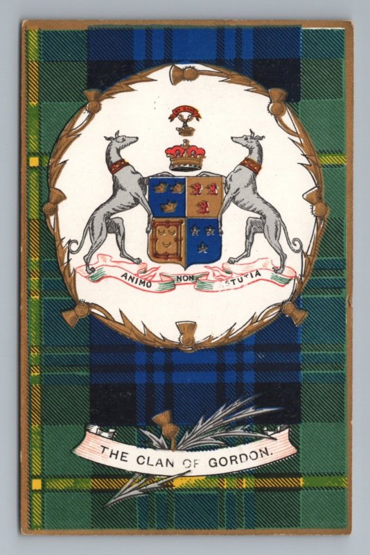 Gordon Clan Coat of Arms Animo Non Astutia Vintage Postcard 