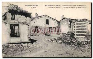 Old Postcard Souain marl neighborhood destroyed by German Souain marl