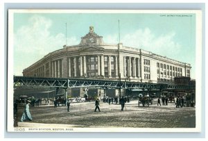 C.1910-20 South Station, Boston, Mass. Blue Sky Postcard P175 