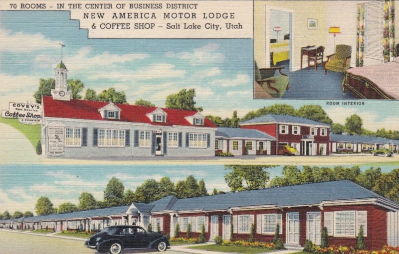 Utah Salt Lake City Covey's New America Motor Lodge & Coffee Shop Curteich s3499