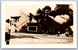 K29/ Spencer Iowa RPPC Postcard c1940 Bjornstads Drug Store Fre Disaster 398