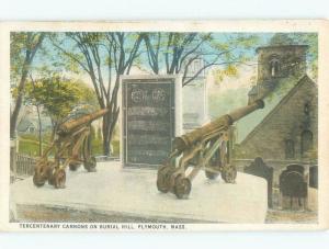 W-Border ANTIQUE MILITARY CANNONS ON BURIAL HILL Plymouth Massachusetts MA E8312