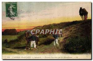 Old Postcard Army Infantry Descent d & # 39un slope by machine guns