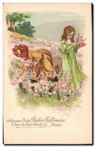 Postcard Old Advertisement Belle Jardiniere Paris Pont Neuf Children of the S...