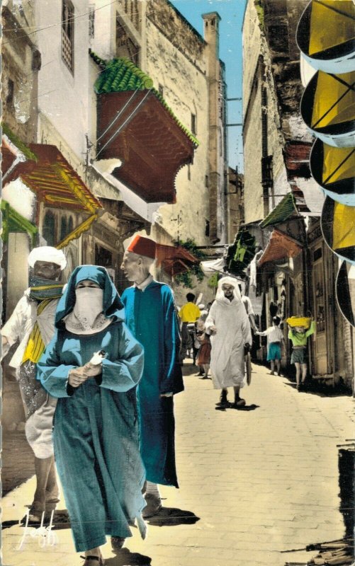 Morocco Fez One Street in Medina Vintage RPPC 07.32