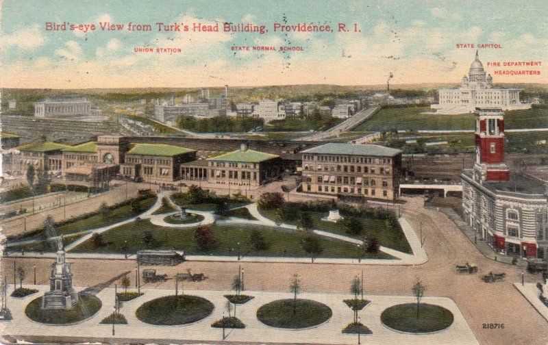 12606 Bird's Eye View of Providence Rhode Island, Union Station, Capitol,  1914