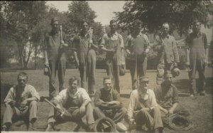 Men Work Labor Tools Crisp Real Photo Postcard c1910 Wrenches Hammers