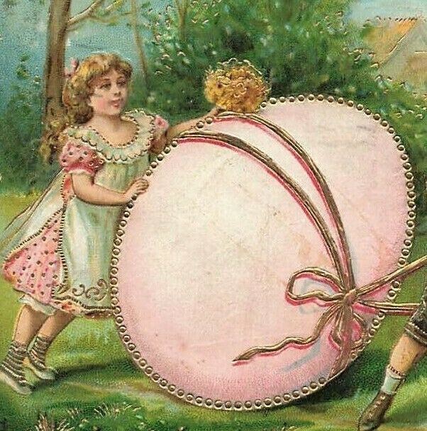 c1910 Fab Children Boys Girl Pull Push Exaggerate Egg Gilt Germany