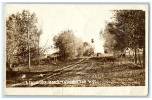 1945 A Country Road Water Tower View Torrington Wyoming WY RPPC Photo Postcard