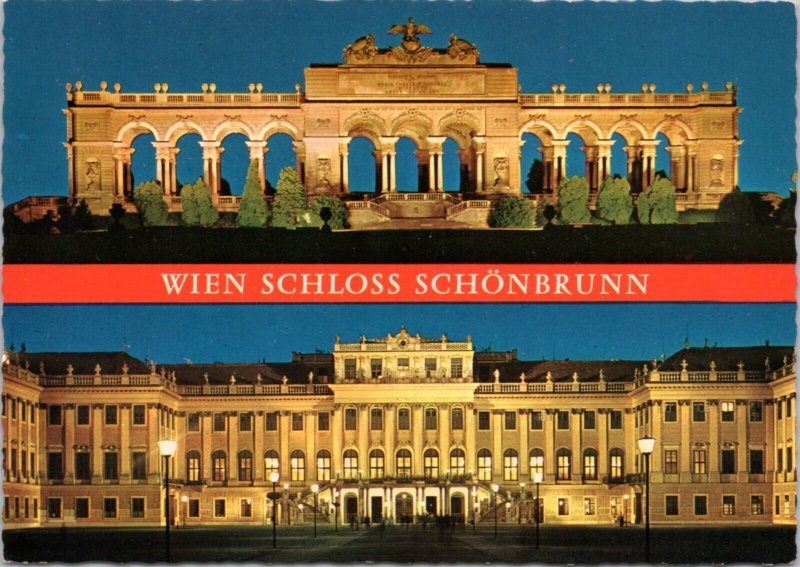 Postcard Austria Vienna  Schoenbrunn - Palace and Gloriette at night