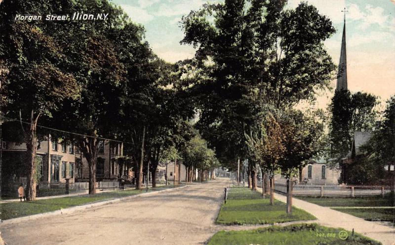 LLION, NY New York    MORGAN STREET SCENE~Homes  HERKIMER COUNTY   1912 Postcard
