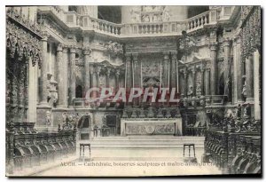 Old Postcard Auch Cathedrale sculptured woodwork and choir high altar