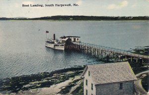 South Harpswell ME, Boat Landing, Steamboat, Ship, 1910, Maine