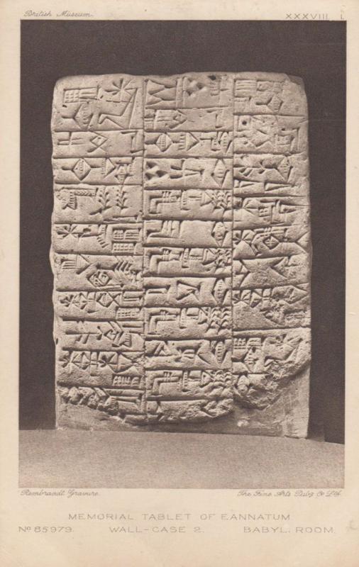 Memorial Tablet Of Eannatun Babyl Room Wall Case Neo Babylonian Antique Postcard