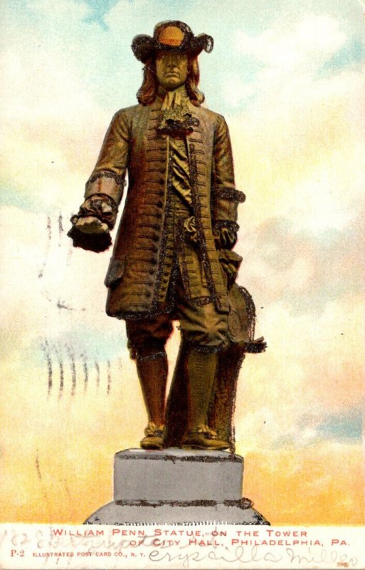 Pennsylvania Philadelphia William Penn Statue On The Tower 1907