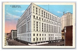 Post Office Building Detroit Michigan MI WB Postcard F21