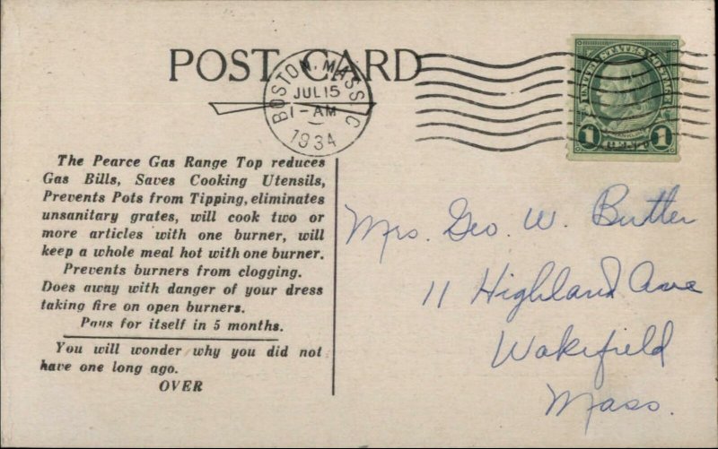 Philadelphia PA WM PEARCE & CO Stove Tops Gas Ranges c1930 Postcard