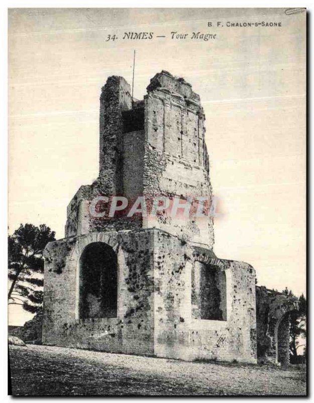 Old Postcard Nimes Tour Magne