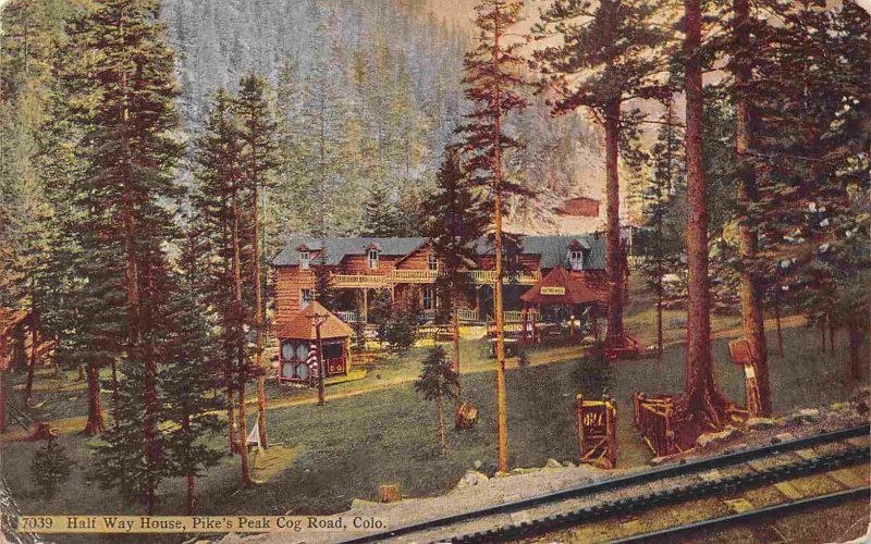 Half Way House Pike's Peak Cog Railroad Colorado 1910c postcard