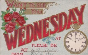 Day Card Wednesday With Clock 1911