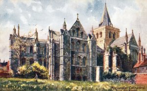 Vintage Postcard Rochester Cathedral From The North Meadow Oilette Raphael Tuck