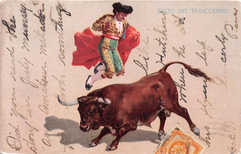 MEXICO CITY SALTO DEL TRASCUERNO~BULLFIGHT MATADOR POSTCARD 1905