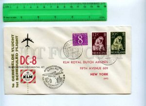 255017 Netherlands KLM Airlines Amsterdam New York First flight 1960 postmark