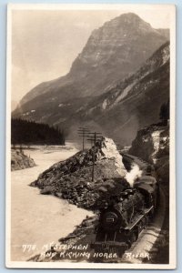 Banff Alberta Canada Postcard Mt. Stephen Byron Harmon c1930s RPPC Photo