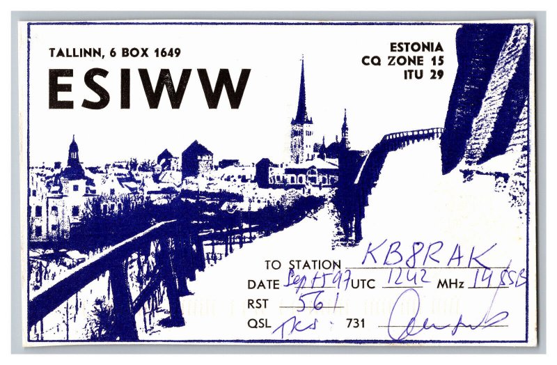 Postcard QSL CB Ham Radio Amateur Card From Tallinn Estonia ESIWW 