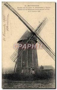 Postcard Old Windmill Montdidier Mill on the road has Tricot Montdidier