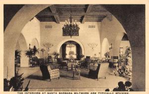 Santa Barbara California Biltmore Interior Antique Postcard K42003 